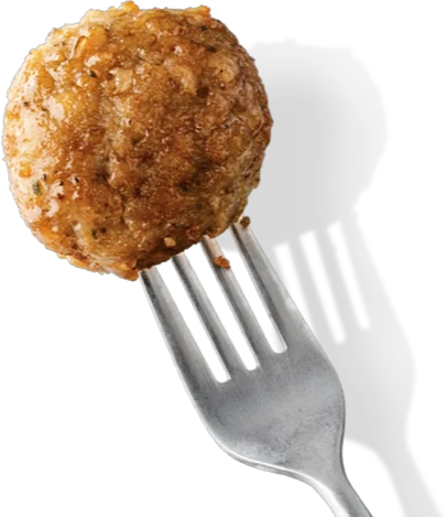 Fork with meatball on it